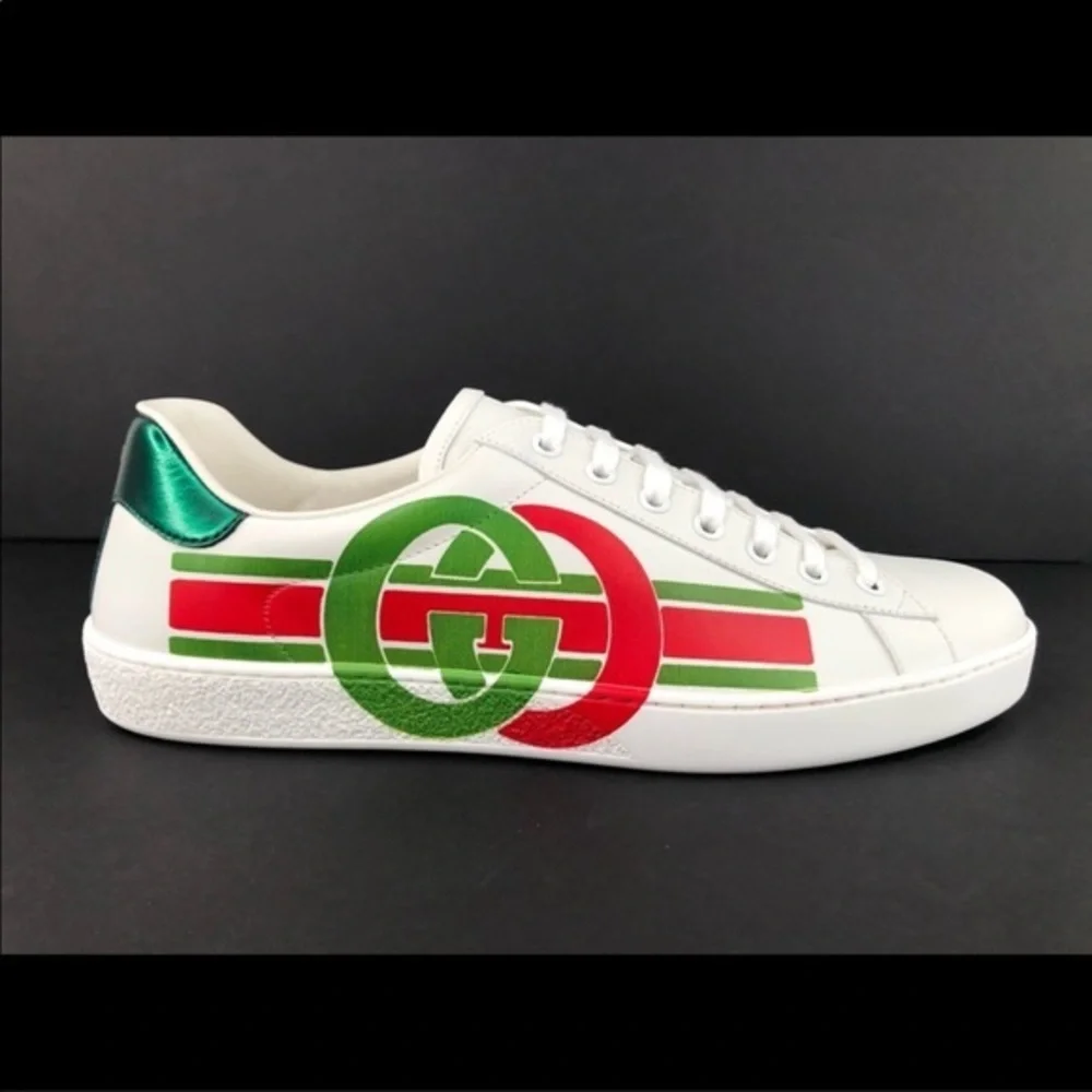 Gucci Ace Interlocking G Logo GG Leather Sneakers Size 35 - Picture 10 of 14